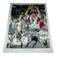 Martin Johnson England Rugby Legend Autographed Photo Montage